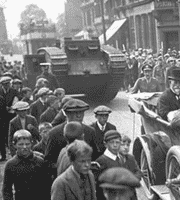 Photograph showing a tank on display in Motherwell, 1918. National Records of Scotland reference: NSC1/392/2/27
